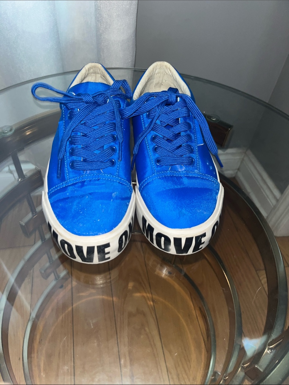 Kendall & Kylie Bright Blue Lace-Up Sneakers with Statement Sole